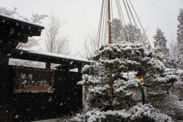 「青だるに降る雪」